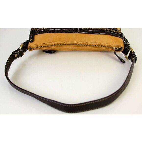 SMALL Tignanello TAN BEIGE BROWN GENUINE LEATHER HOBO HANDBAG PURSE SHOULDER BAG - Picture 7 of 12